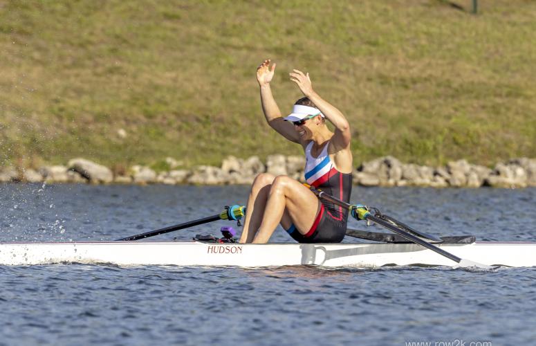 Kara Kohler celebrating at the end of Olympic Trials